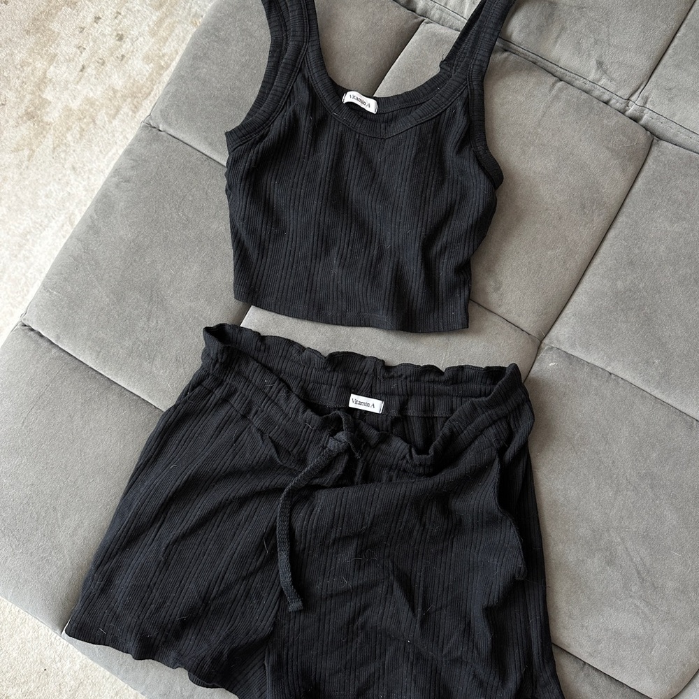 Brand New Vitamin A Swim black lounge set 100% organic cotton